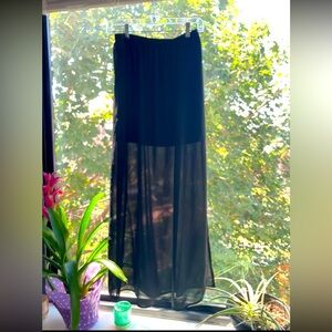 Sheer black maxi skirt with solid miniskirt underneath
